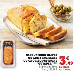 Bi1 Cake jambon olives ou aux 3 fromages ou chorizo poivrons guyader offre