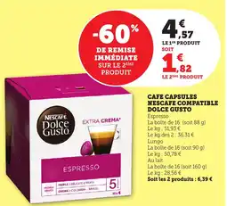 Bi1 Cafe capsules nescafe compatible dolce gusto offre