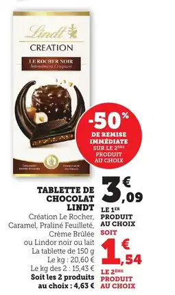 Bi1 Tablette de chocolat lindt offre