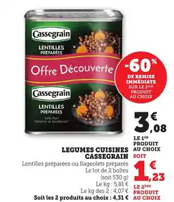 Bi1 Legumes cuisines au choix cassegrain offre