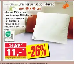Norma Oreiller sensation duvet offre