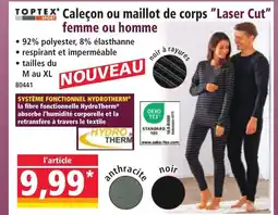 Norma TOPTEX Caleçon ou maillot de corps Laser Cut femme ou homme offre