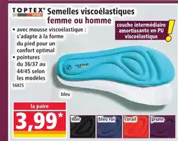 Norma TOPTEX Semelles viscoelastiques femme ou homme offre