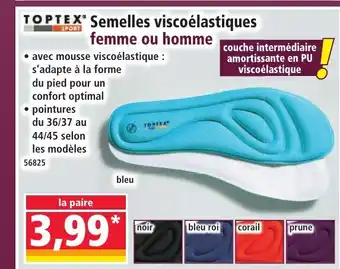 Norma TOPTEX Semelles viscoelastiques femme ou homme offre