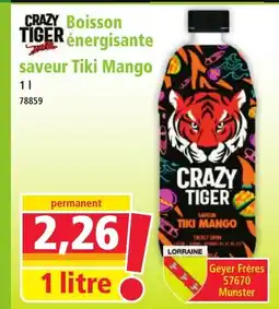 Norma CRAZY TIGER Boisson énergisante saveur Tiki Mango offre