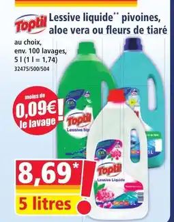 Norma TOPTIL Lessive liquide pivoines aloe vera ou fleurs de tiaré offre