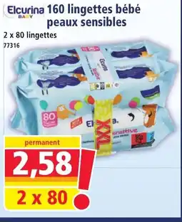 Norma ELCURINA 160 lingettes bébé peaux sensibles offre
