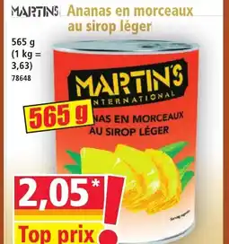 Norma MARTINS Ananas en morceaux au sirop léger offre