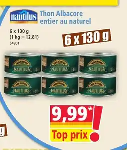 Norma NAUTILUS Thon Albacore entier au naturel offre