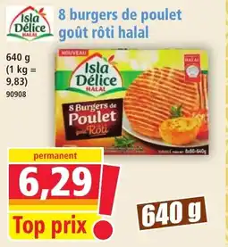 Norma ISLA DÉLICE 8 burgers de poulet goût rôti halal offre