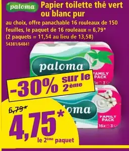 Norma PALOMA Papier toilette thé vert ou blanc pur offre