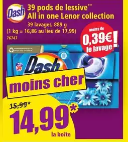 Norma DASH 39 pods de lessive All in one Lenor collection offre