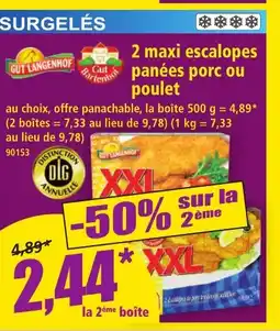 Norma 2 maxi escalopes panées porc ou poulet offre