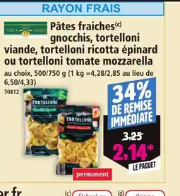 Norma Pâtes fraiches gnocchis, tortelloni viande, tortelloni ricotta épinard ou tortelloni tomate mozzarella offre