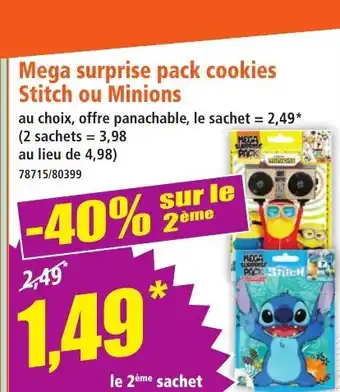 Norma Mega surprise pack cookies Stitch ou Minions offre