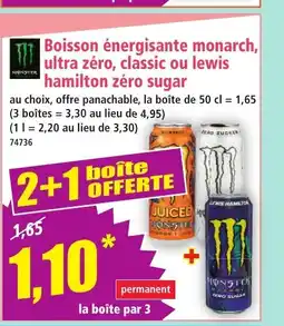 Norma MONSTER Boisson énergisante monarch, ultra zéro, classic ou lewis hamilton zéro sugar offre