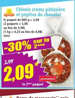 Norma Chinois crème pâtissière et pépites de chocolat offre