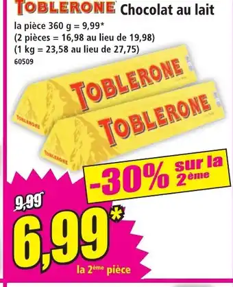Norma TOBLERONE Chocolat au lait offre