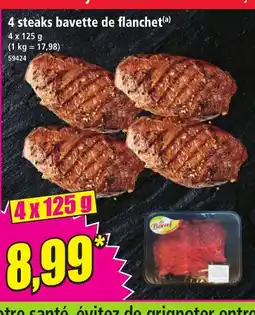 Norma 4 steaks bavette de flanchet offre