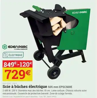 Espace emeraude Scie à bûches électrique 505 mm EPSC500E offre