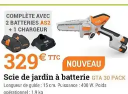 Espace emeraude Scie de jardin à batterie GTA 30 PACK offre