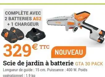 Espace emeraude Scie de jardin à batterie GTA 30 PACK offre