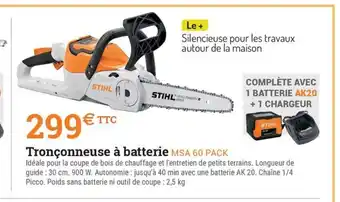 Espace emeraude Tronçonneuse à batterie MSA 60 PACK offre