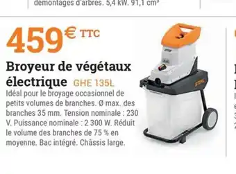 Espace emeraude Broyeur de végétaux électrique GHE 135L offre