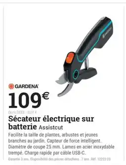 Espace emeraude GARDENA Sécateur électrique sur batterie offre