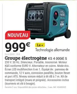 Espace emeraude Groupe électrogène KS 4 000IE S offre
