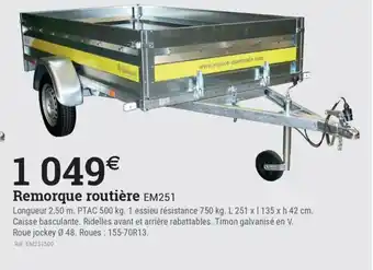 Espace emeraude Remorque routière EM251 offre