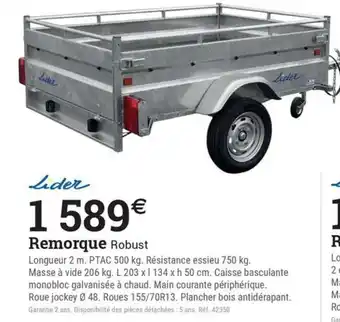 Espace emeraude Remorque Robust offre