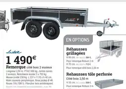 Espace emeraude Remorque côté bois 2 essieux offre