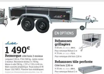 Remorque côté bois 2 essieux