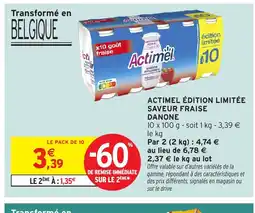 Intermarché Express ACTIMEL Édition limitée saveur fraise danone offre