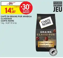 Intermarché Express CARTE NOIRE Café en grains pur arabica classique offre