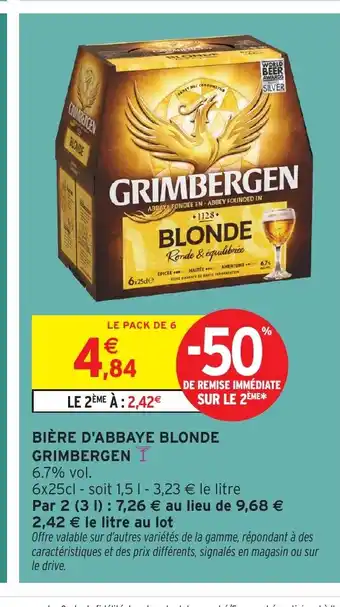 Intermarché Express GRIMBERGEN Bière d'abbaye blonde offre