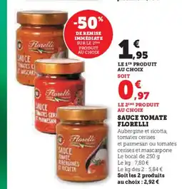 Hyper U FLORELLI Sauce tomate offre