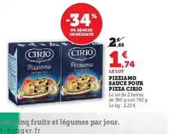 Hyper U CIRIO Pizziamo sauce pour pizza offre
