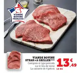 Hyper U Viande bovine steak a griller offre