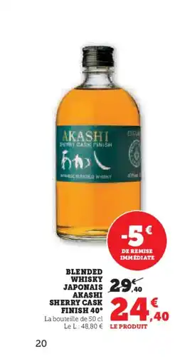 Hyper U Blended whisky japonais akashi sherry cask finish 40° offre