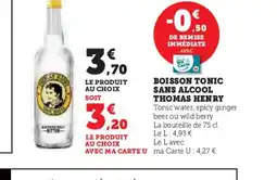 Hyper U THOMAS HENRY Boisson tonic sans alcool offre