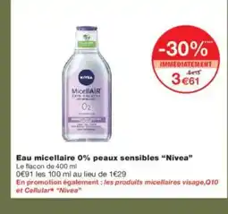 Monoprix NIVEA Eau micellaire 0% peaux sensibles offre