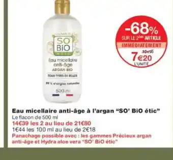 Monoprix SO BIO ÉTIC Eau micellaire anti-âge à l'argan offre