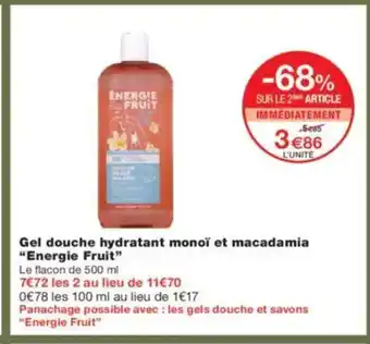 Monoprix ENERGIE FRUIT Gel douche hydratant monoï et macadamia offre