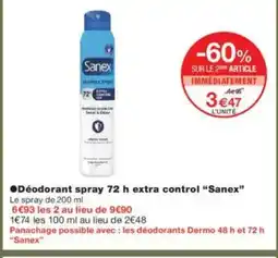 Monoprix SANEX Déodorant spray 72 h extra control offre