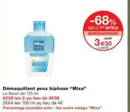 Monoprix MIXA Démaquillant yeux biphase offre