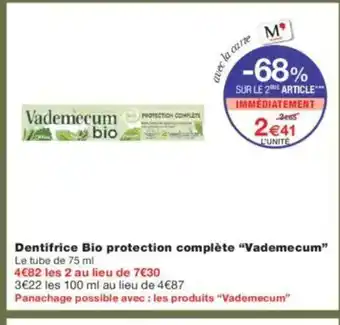 Monoprix VADEMECUM Dentifrice Bio protection complète offre