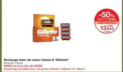 Monoprix GILLETTE Recharge lame de rasoir fusion 5 offre