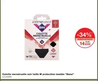 Monoprix NANA Culotte menstruelle noir taille M protection lavable offre